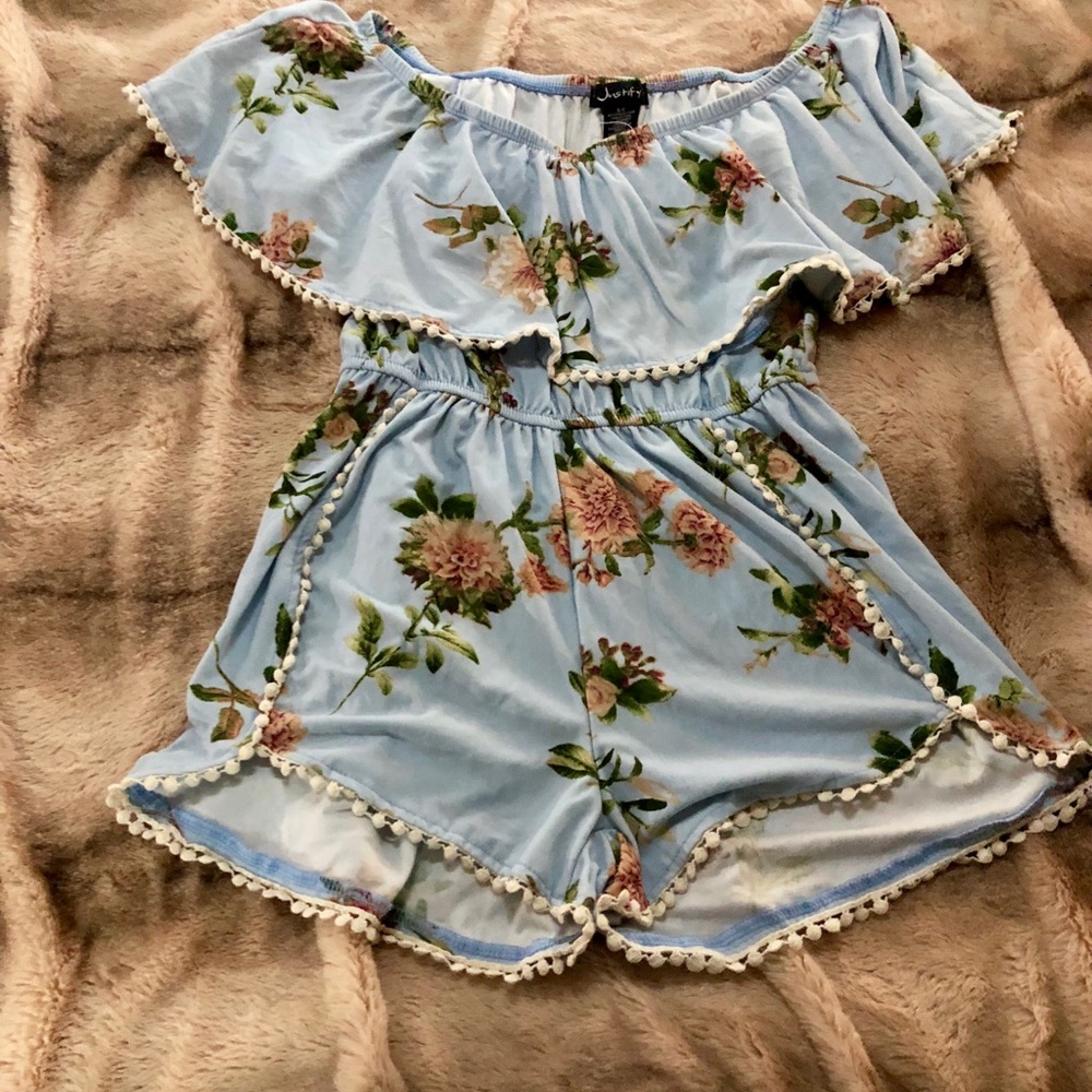 Blue floral romper